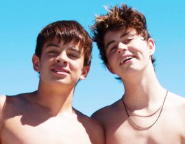 Hayes Grier and Nash Grier shirtless.