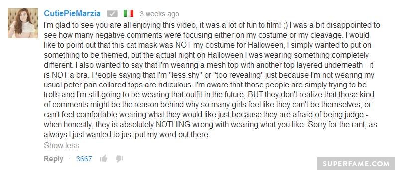 Marzia defends her cleavage.