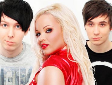 Trisha Paytas with Dan Howell and Phil Lester.