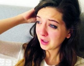 Zoella is crying.