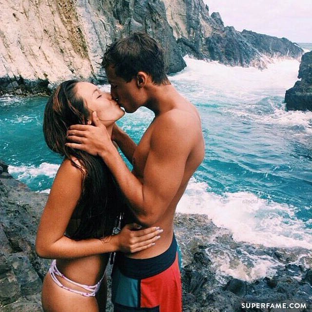 Cameron Dallas kissing Rachel Bentley.