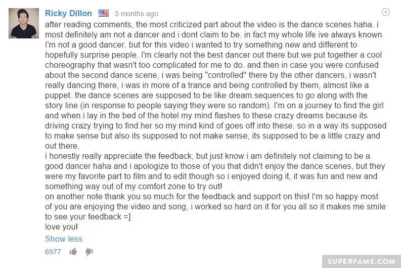 Ricky Dillon's message