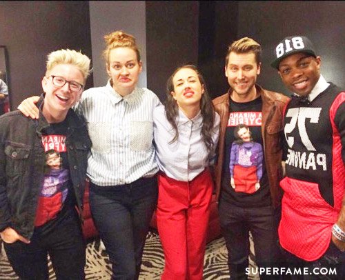 Miranda with Todrick, Lance Bass and Tyler Oakley.