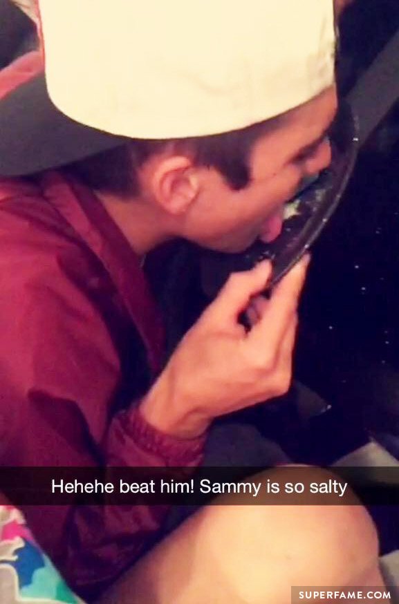 Sammy Wilk licking up the salt. 