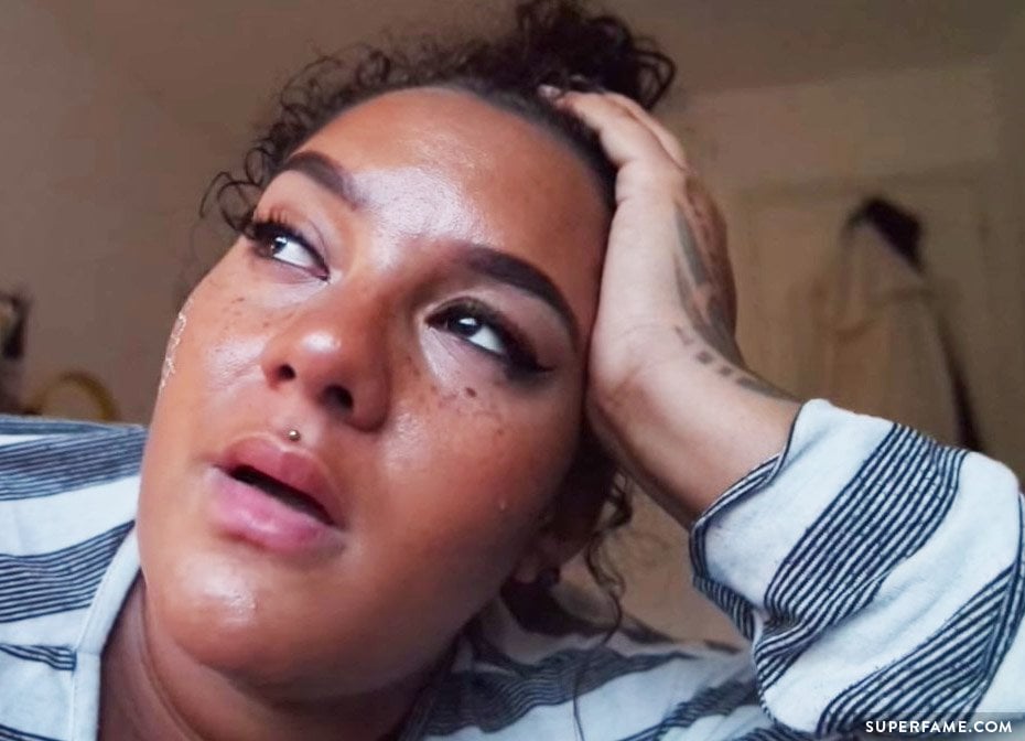 UglyFaceOfBeauty sheds a tear in her vlog.