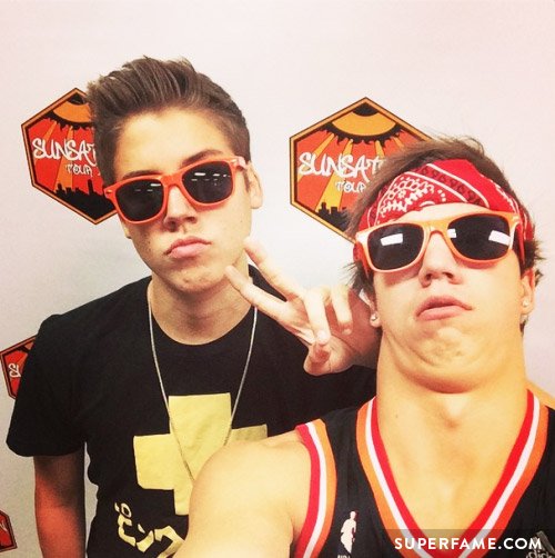 Matt Espinosa and Taylor Caniff in sunglasses.