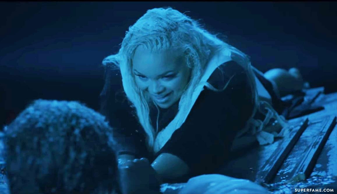 Trisha Paytas lets go on a raft.