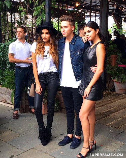 Madison Beer with Brooklyn Beckham and Selena Gomez.