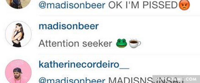 Madison commented on the Instagram screenshot.