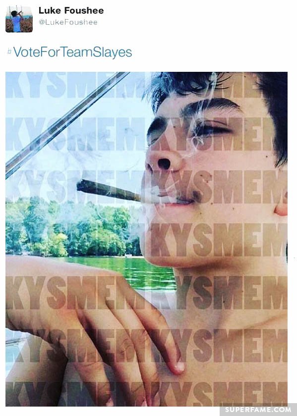 Hayes Grier smoking marijuana.