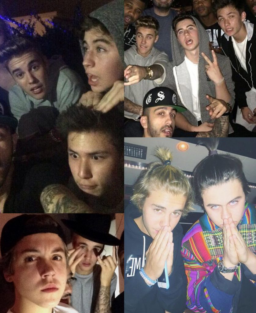 Justin Bieber with friends Nash Grier, Matt Espinosa and Carter Reynolds.