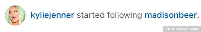 Kylie Jenner follows Madison on Instagram.