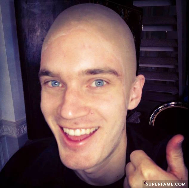 Pewdiepie with a bald cap.