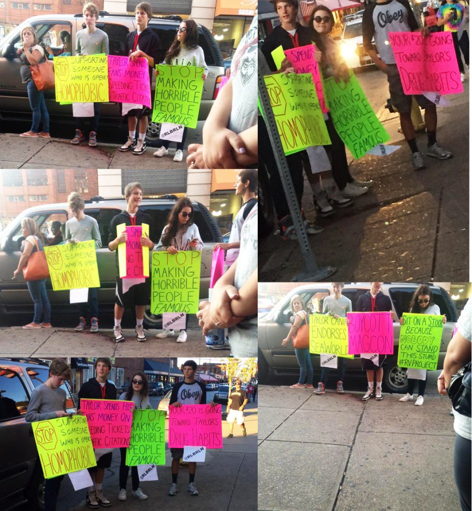 Taylor fans recorded the protesters.