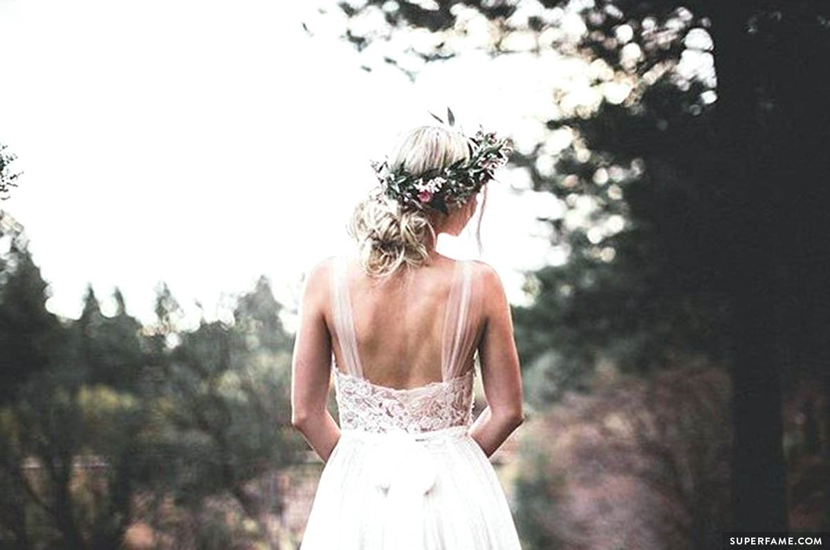 The back of Aspyn's wedding dress.