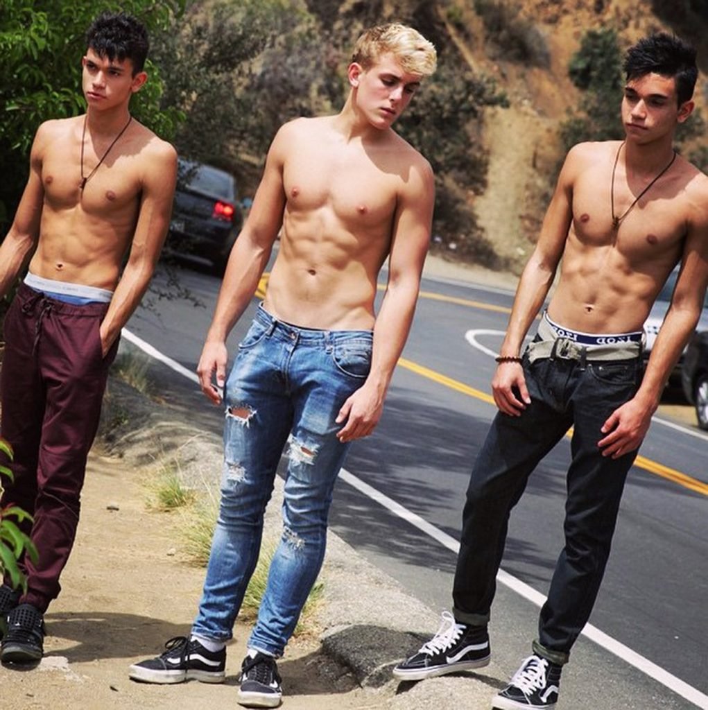 Jake Paul shirtless with friends. 