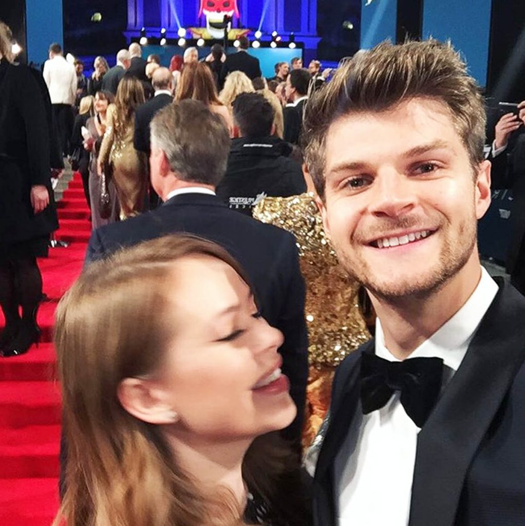 Jim Chapman and Tanya Burr on the red carpet.