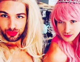 Joey and Daniel in drag.
