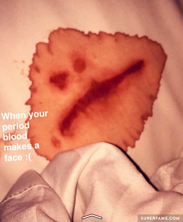 Taylor Giavasis' period blood.