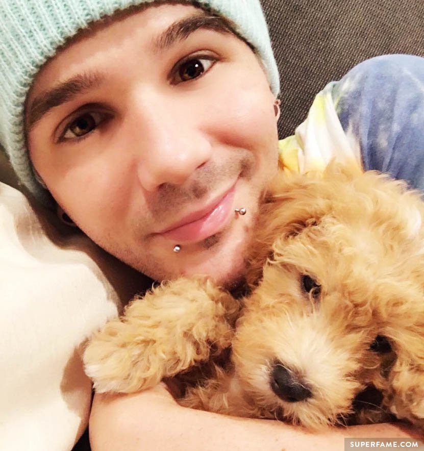 Matthew Lush and a dog.