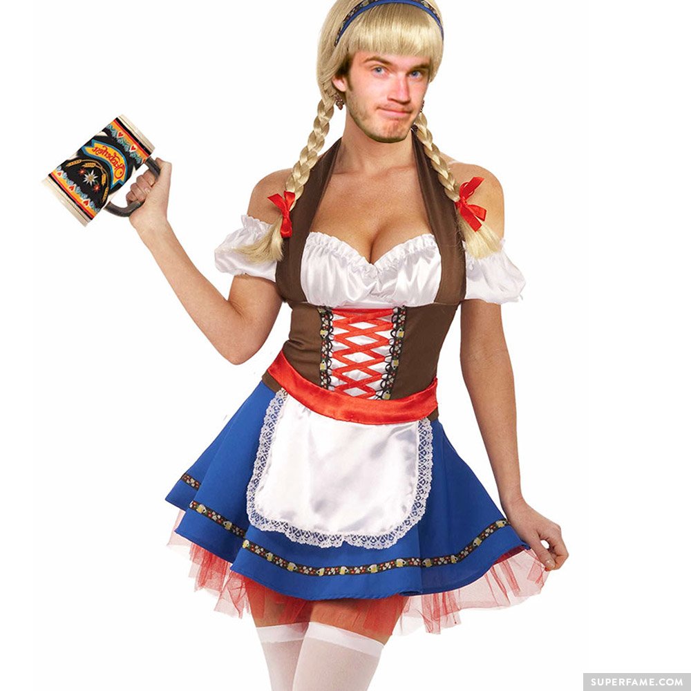 Pewdiepie as a German milk maid. 