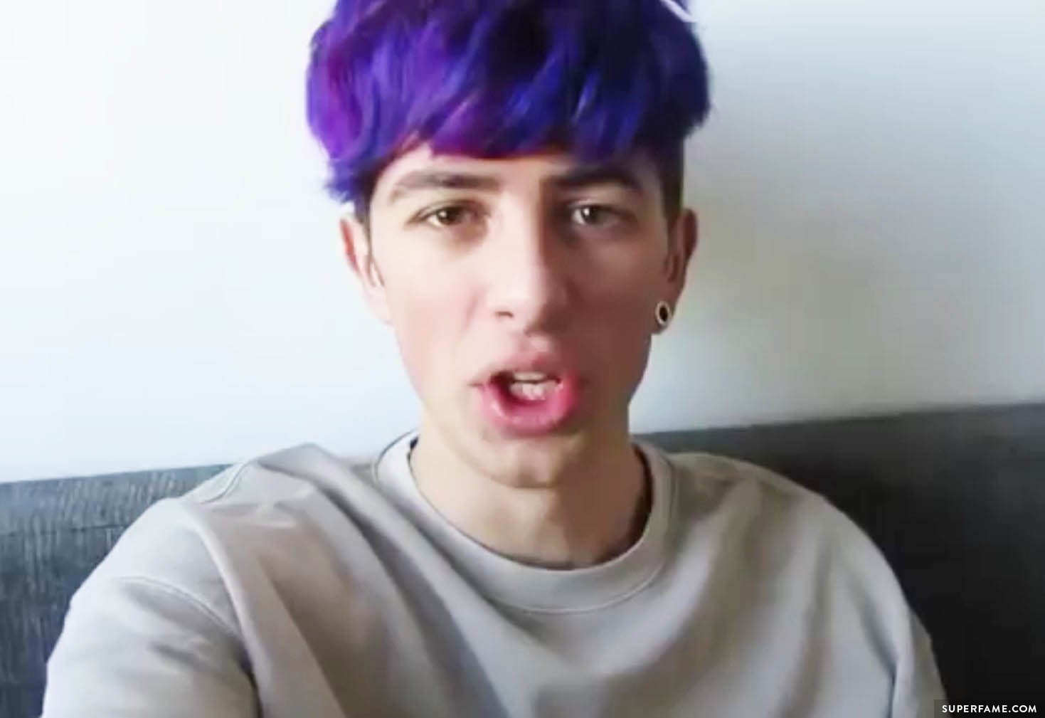 Sam Pepper's purple hair.