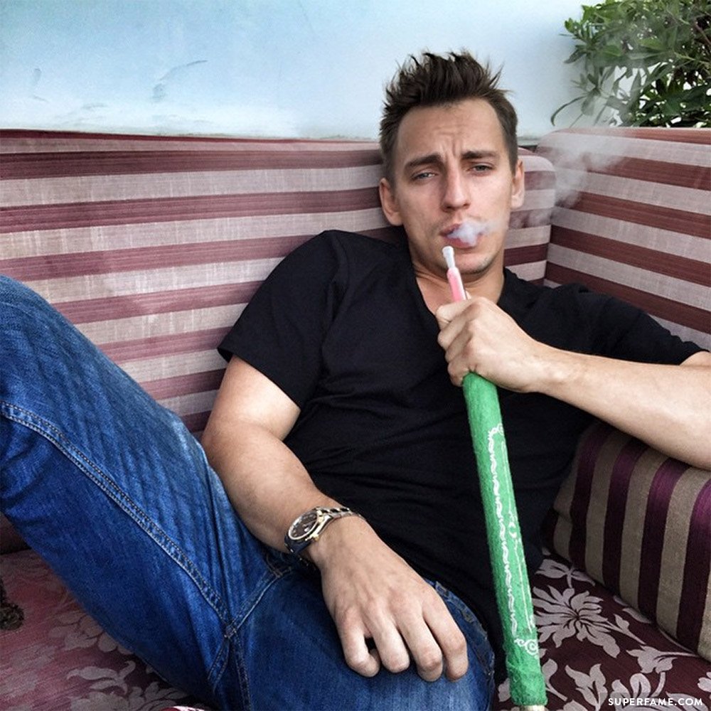 Vitaly smoking.