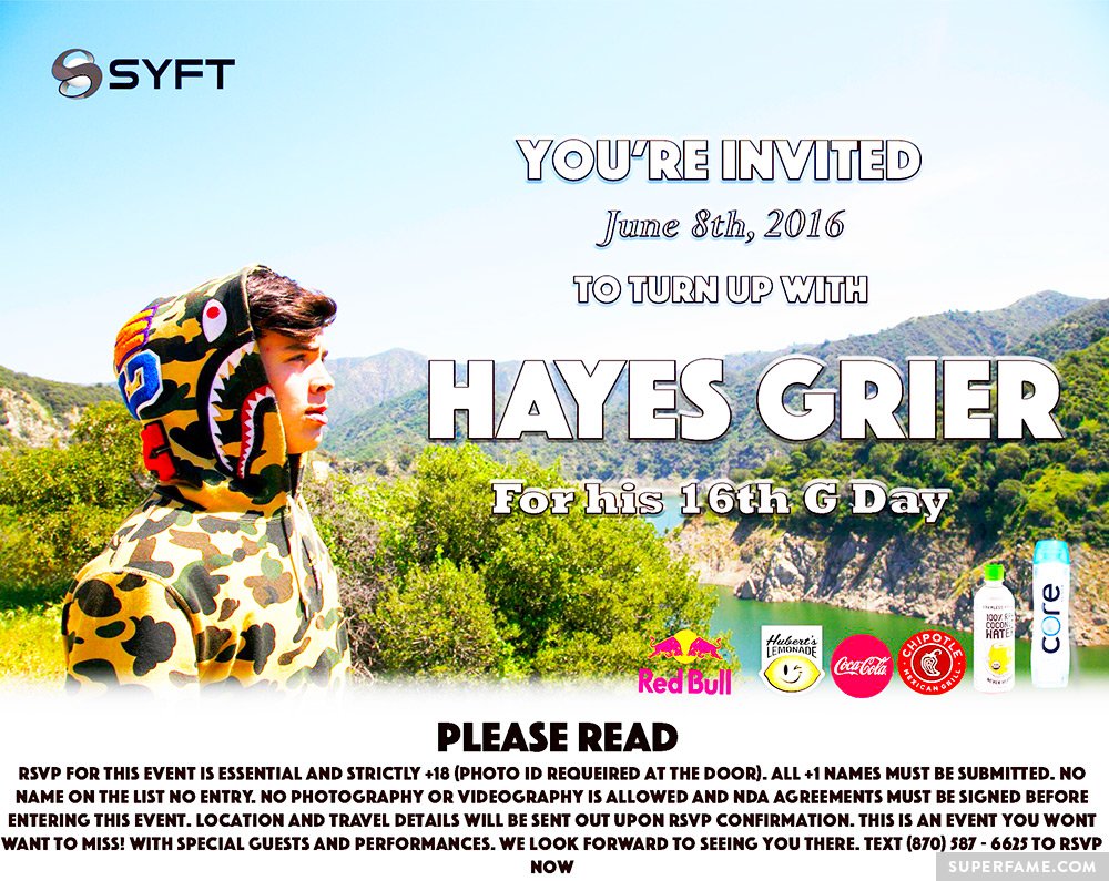 Hayes' birthday invite.