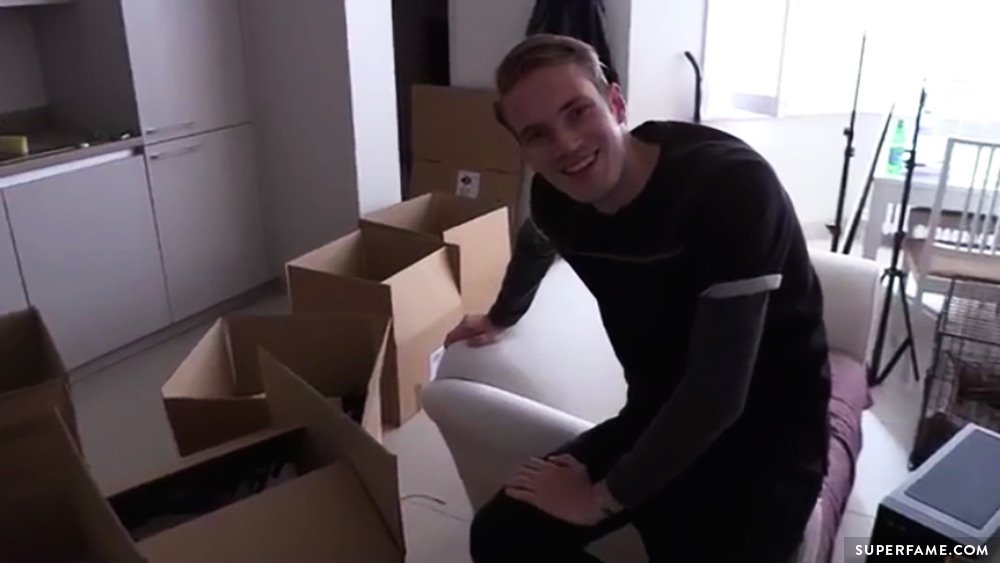 Pewdiepie with boxes.