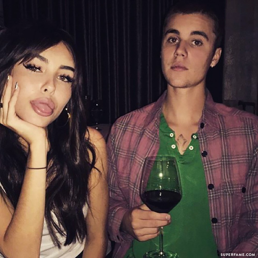 Justin Bieber and Madison Beer sharing a glass of wine. (Photo: Instagram)