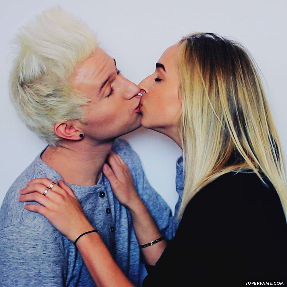 Ricky Dillon kissing a girl.