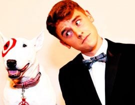 Connor Franta with a dog.