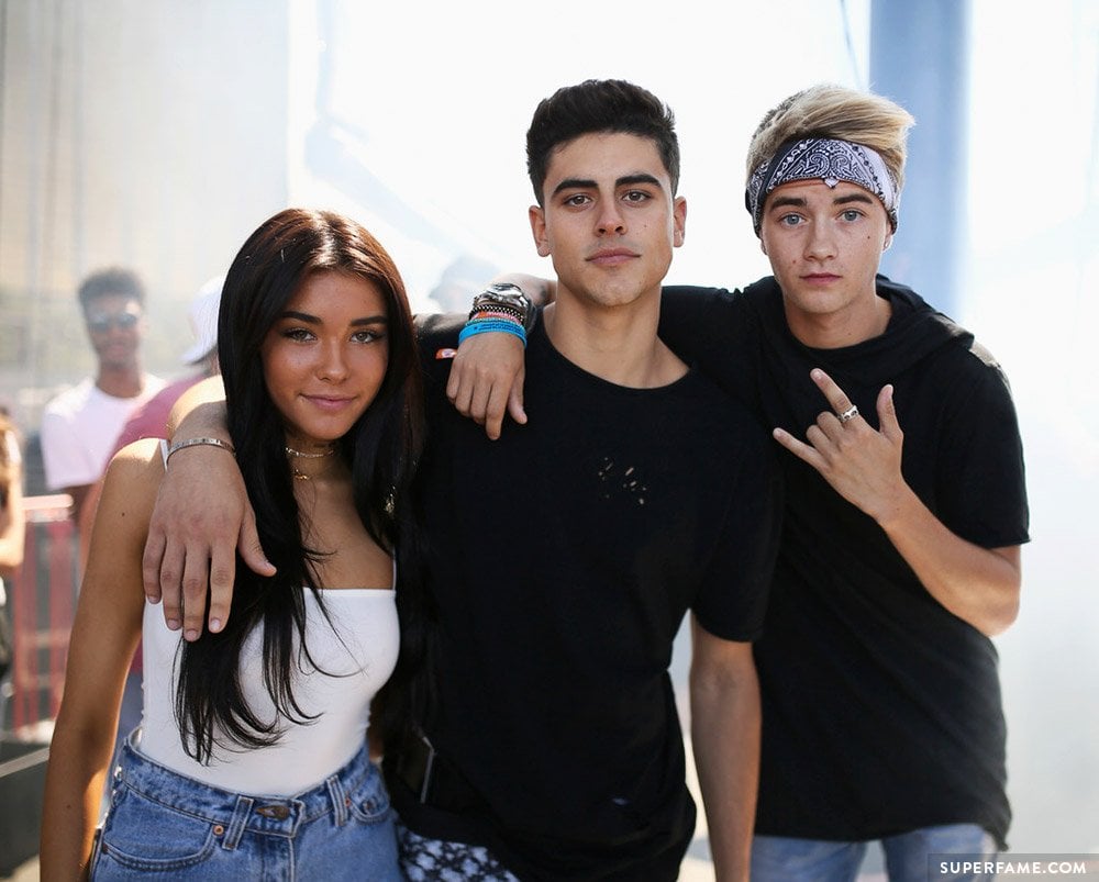 Madison Beer poses with Jack Gilinsky and his mate Jack Johnson.  (Photo: Instagram)