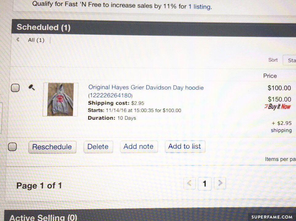 Hayes Grier's stuff for sale.