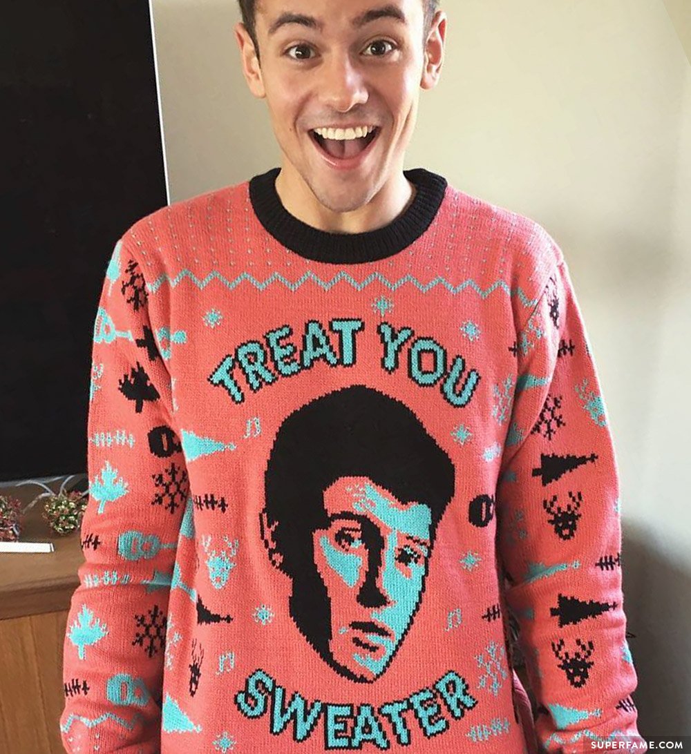 Tom Daley in Shawn sweater.