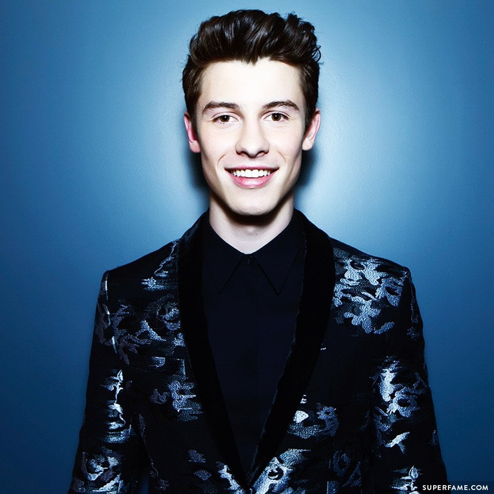 Shawn Mendes smiles.