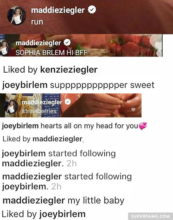 Maddie liking Joey's Instagrams.